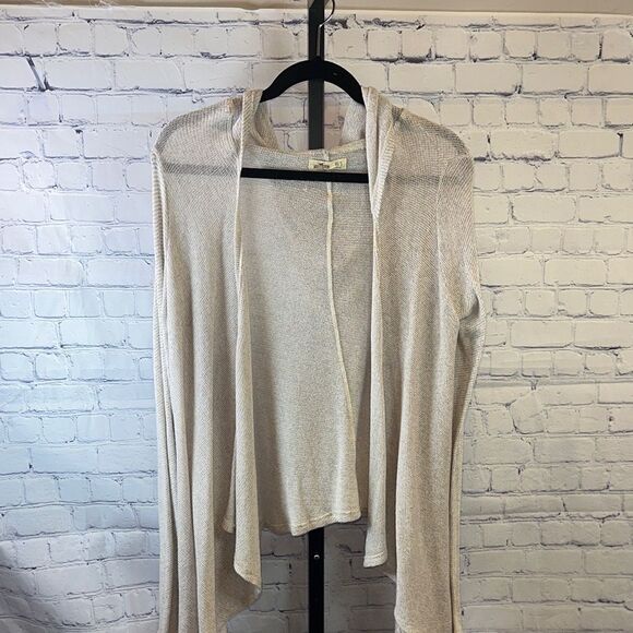 Hollister Sweaters - Hollister Light Beige Open-Front Hooded Lightweight Cardigan Sz XS/S
